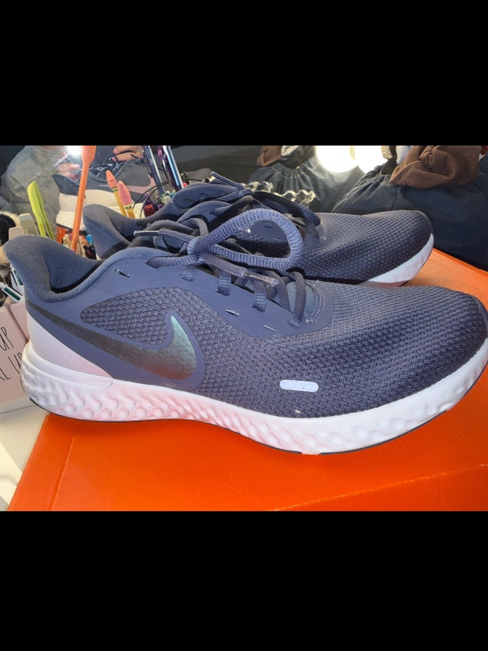 Nike Women's Purpleish Grey and White Athletic Sneakers